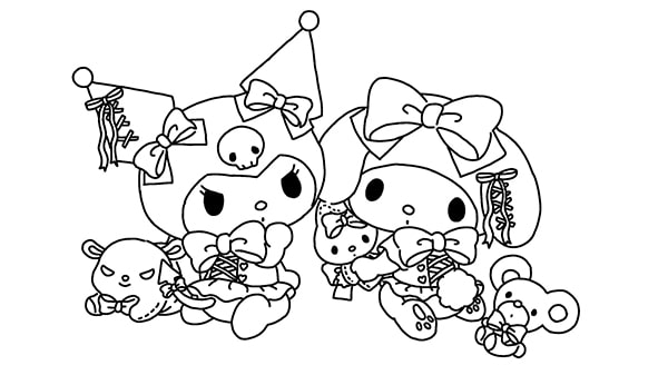 hình tô màu Cinnamoroll và kuromi