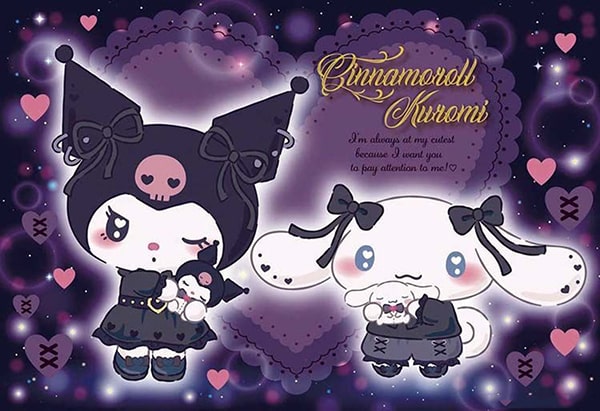 Hình ảnh Cinnamoroll và Kuromi màu tím nổi bật