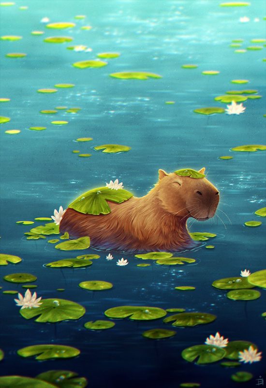 Ảnh Capybara cute nhằm tô điểm cho hình nền điện thoại