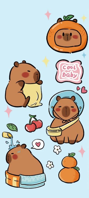 Ảnh Capybara mũm mĩm, xinh đẹp và cute cho màn hình hiển thị di động