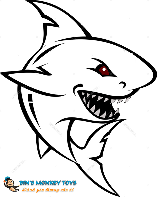 Vẽ cá mập cute 5