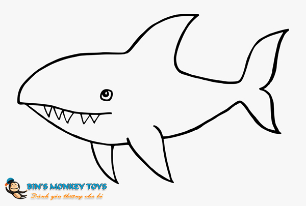 Vẽ cá mập cute 6
