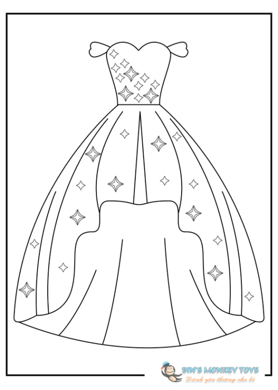 Tranh tô màu váy công chúa, búp bê đẹp nhất cho bé gái - Tô màu trực tuyến