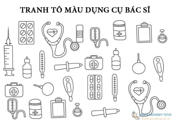 Tranh tô màu dụng cụ bác sĩ 11