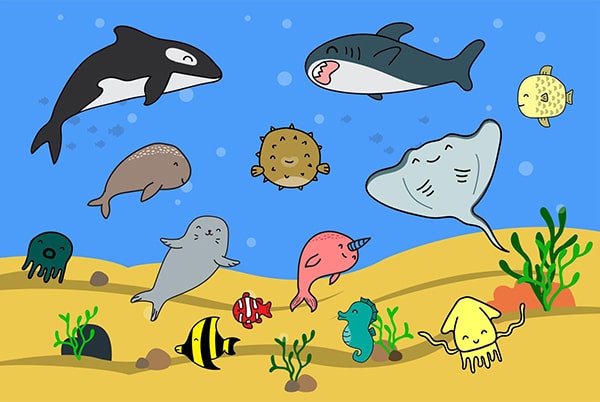 Vẽ con vật dưới đại dương  How to draw sea animals easy  YouTube