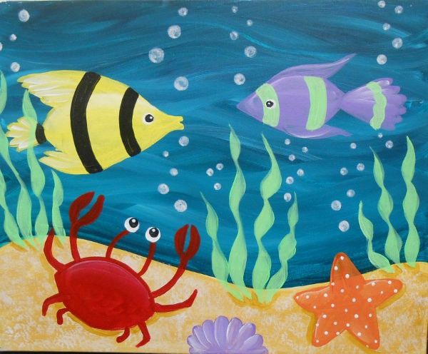 Tranh vẽ những loài vật bên dưới biển lớn 8
