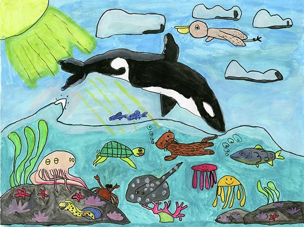 Tranh vẽ các con vật dưới biển 