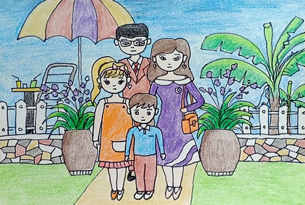 Giảm giá Tranh tô màu số hóa GAM gia đình hạnh phúc cute đơn giản dễ vẽ  GD0935 Happy family  BeeCost