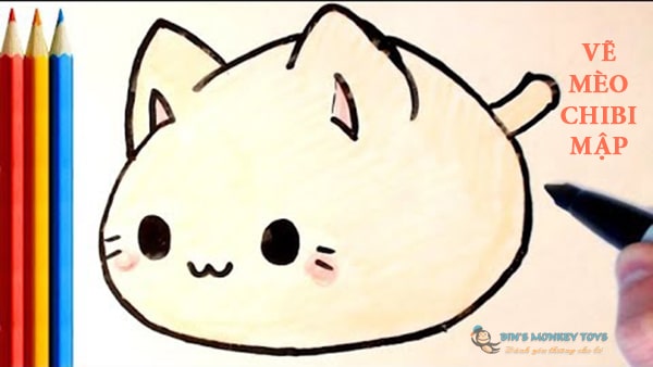 Hướng dẫn vẽ con mèo chibi mập dễ thương cute phô mai que