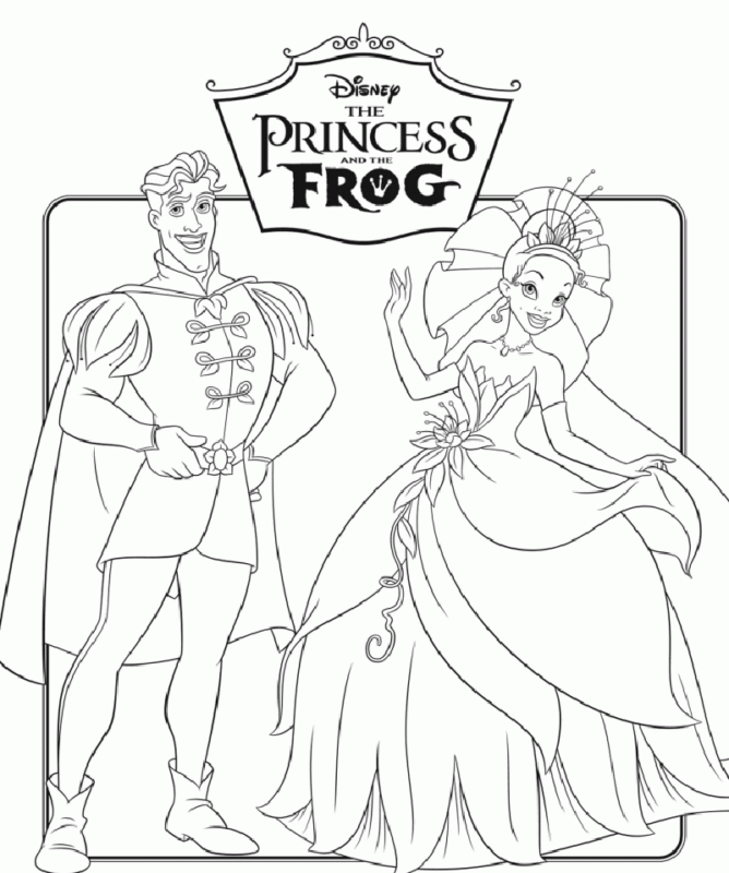 Tranh tô màu công chúa Tiana và hoàng tử ếch
