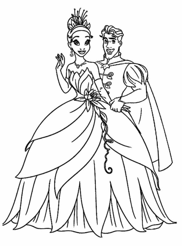 Tranh tô màu công chúa Tiana và hoàng tử ếch