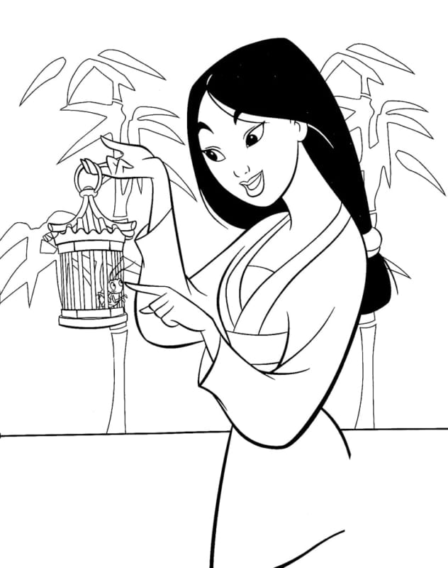 Tranh tô màu công chúa Mulan đại diện cho văn hóa Trung Hoa