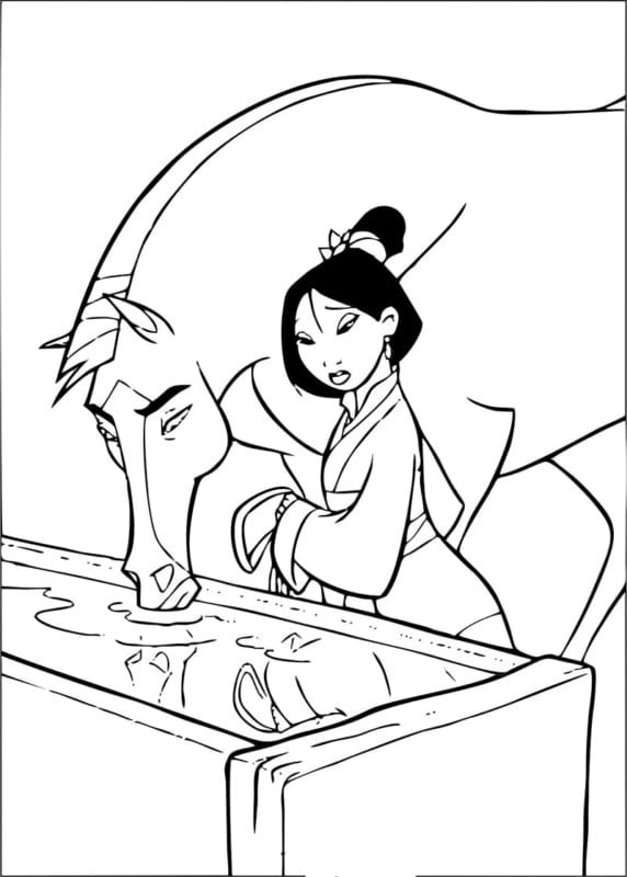Tranh tô màu công chúa Mulan đại diện cho văn hóa Trung Hoa