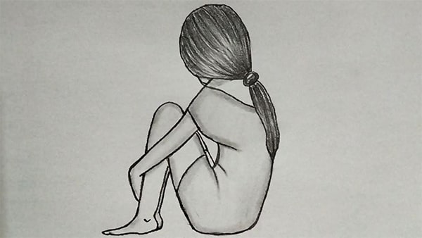 Hình vẽ cô gái buồn đẹp 13