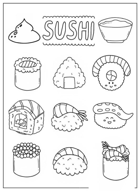 Tranh tô màu Sushi 14